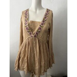 Womens Boho Floral Top Xl Bell sleeve festival cowgirl feminine soft romantic